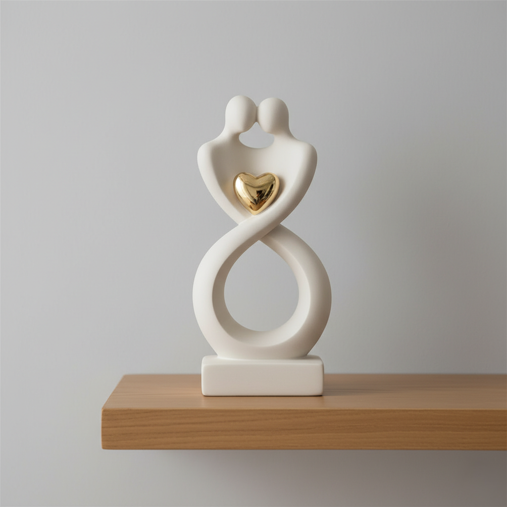 Abstract Lovers Figurine – Minimalist Sculpture with Heart Detail