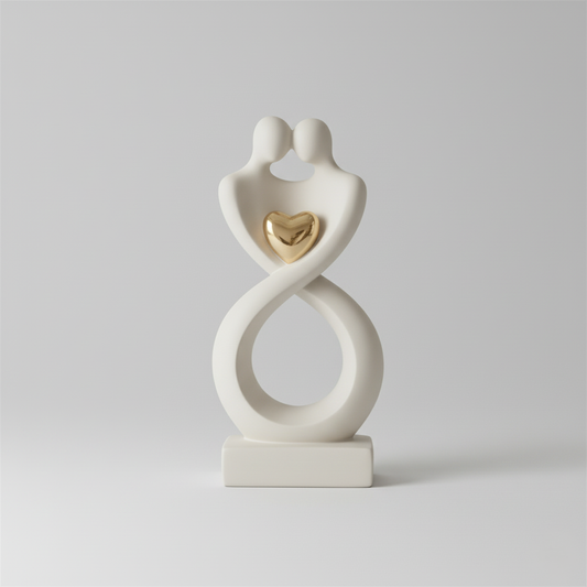 Abstract Lovers Figurine – Minimalist Sculpture with Heart Detail