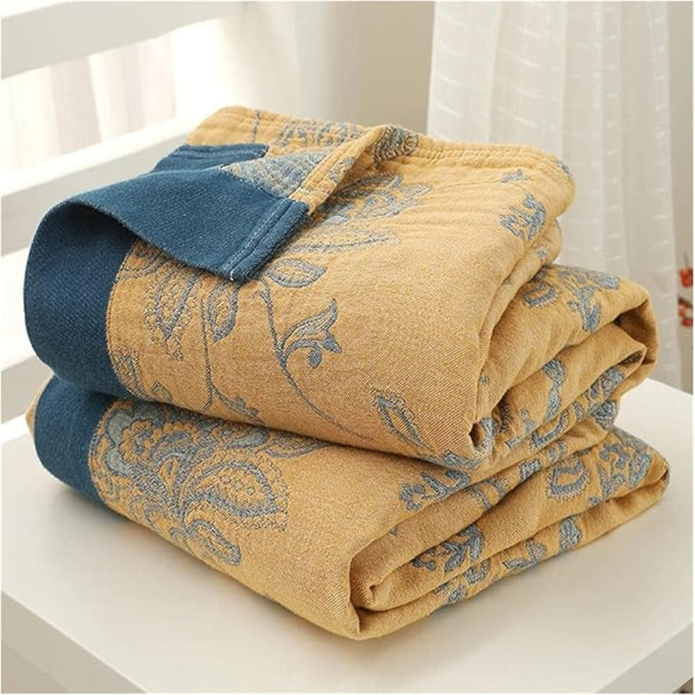 Floral Dream Comfort Blanket – 100% Cotton Five-Layer Gauze Throw with Floral Pattern