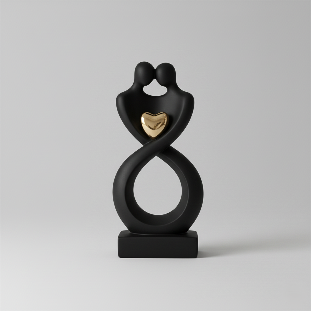 Abstract Lovers Figurine – Minimalist Sculpture with Heart Detail