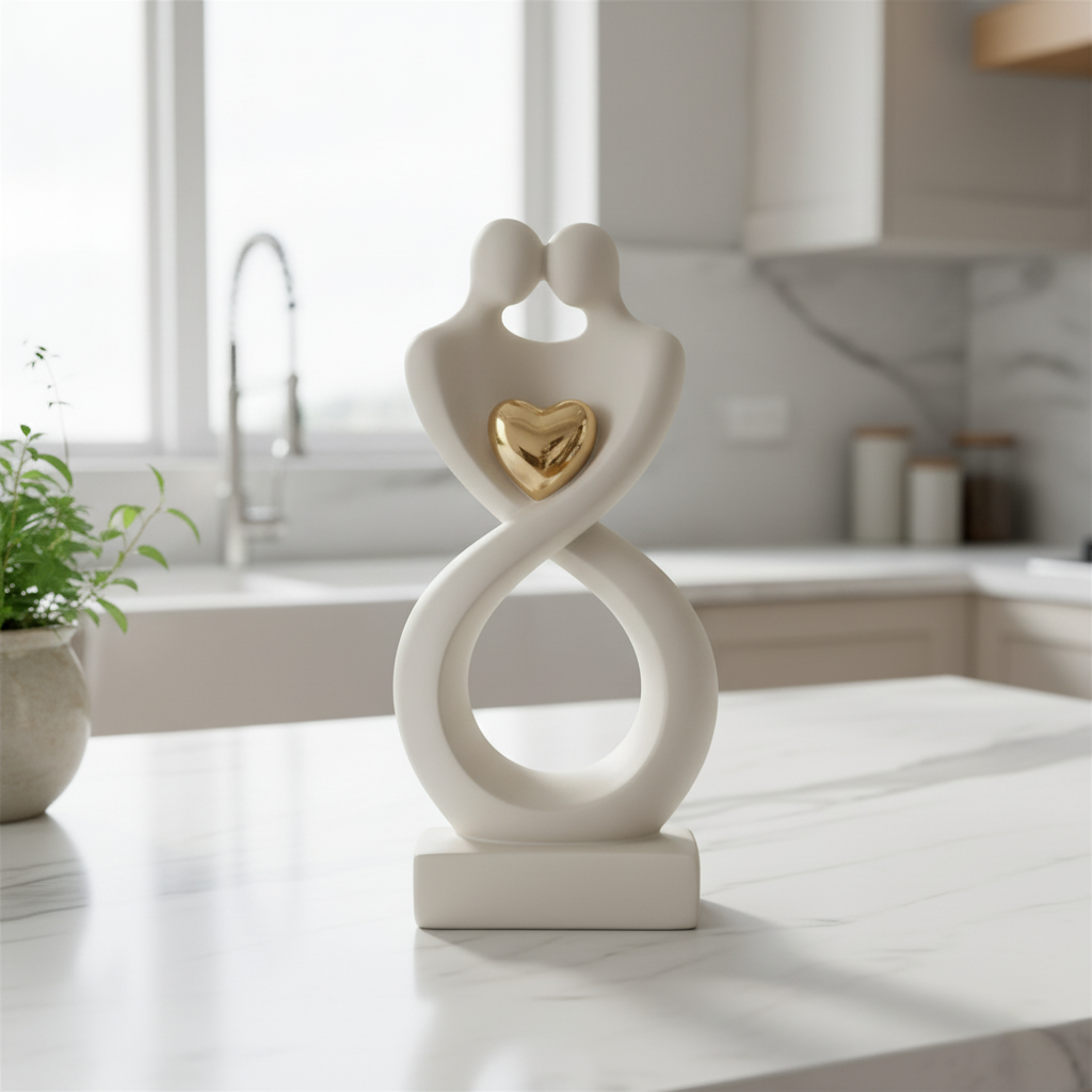 Abstract Lovers Figurine – Minimalist Sculpture with Heart Detail