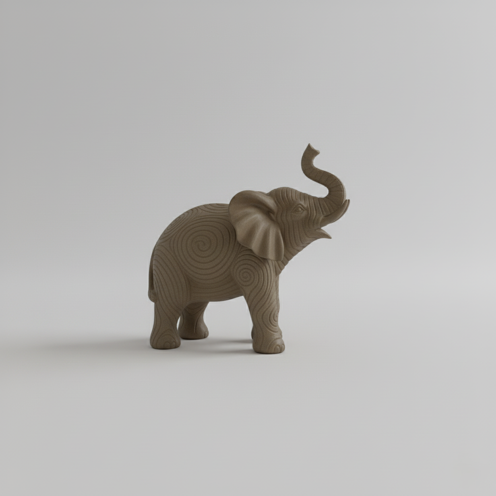 Elephant Figurine Spiral Pattern Resin Decor Piece