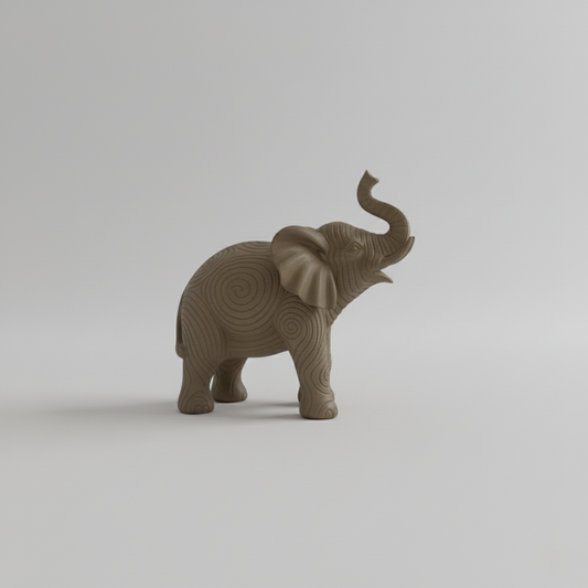 Elephant Figurine Spiral Pattern Resin Decor Piece