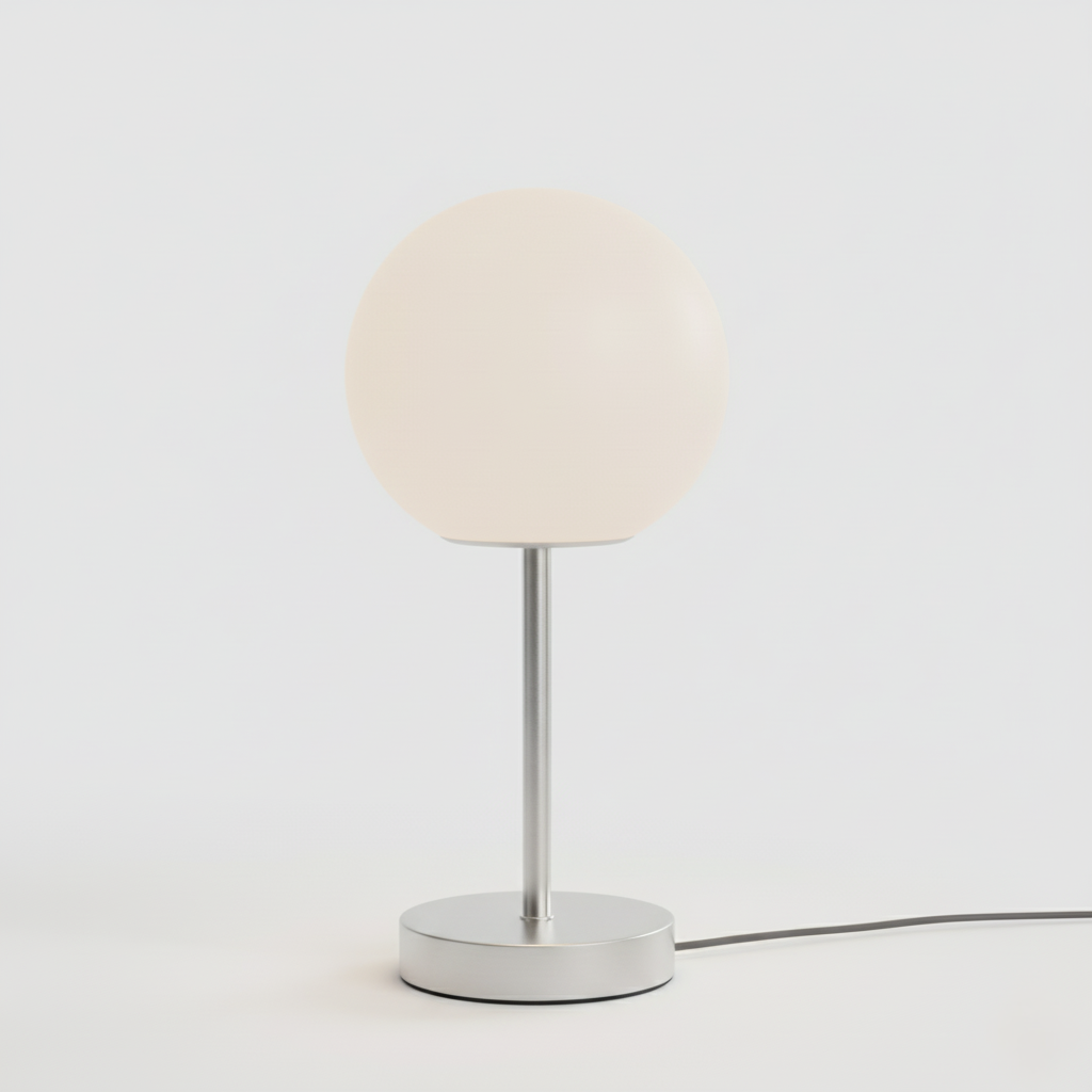 Table Lamp with Matte Glass Shade and Brushed Nickel Base, LED
