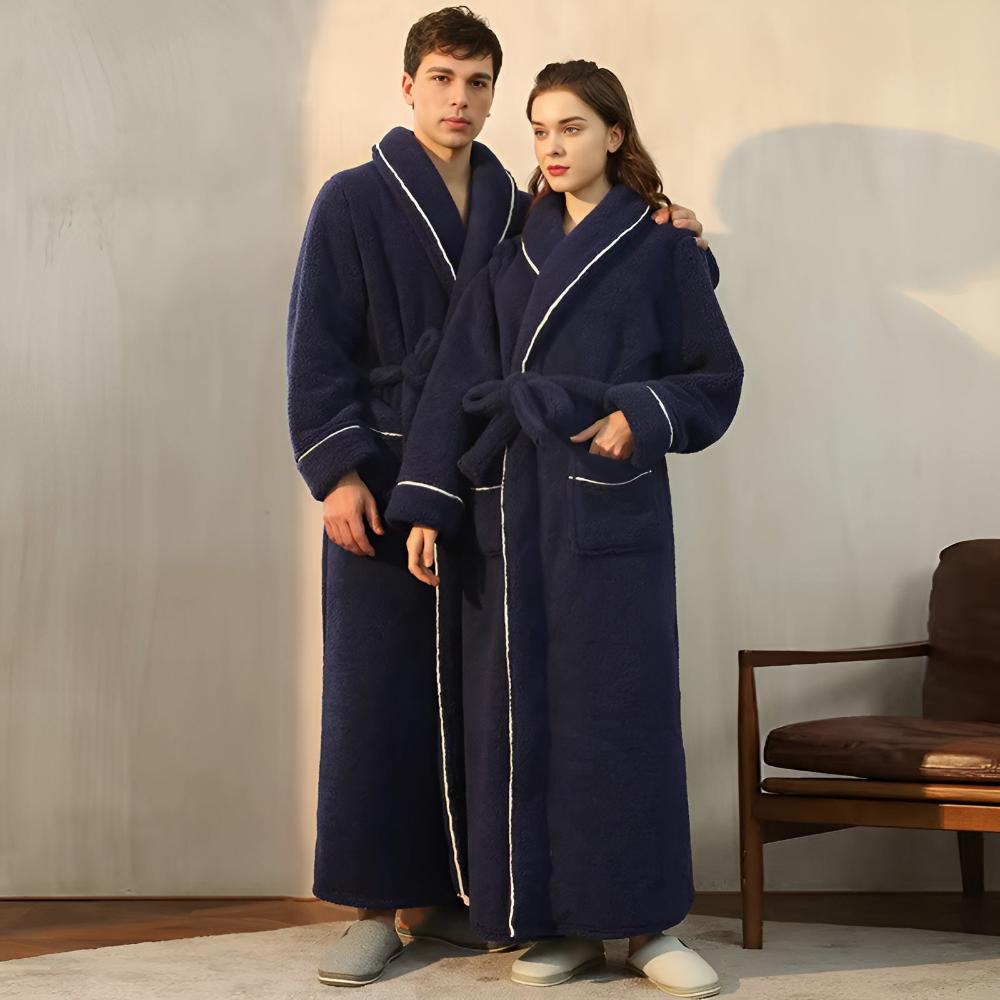 Sherpa Comfort Bathrobe – Unisex Coral Fleece Robe with Shawl Collar and Pockets