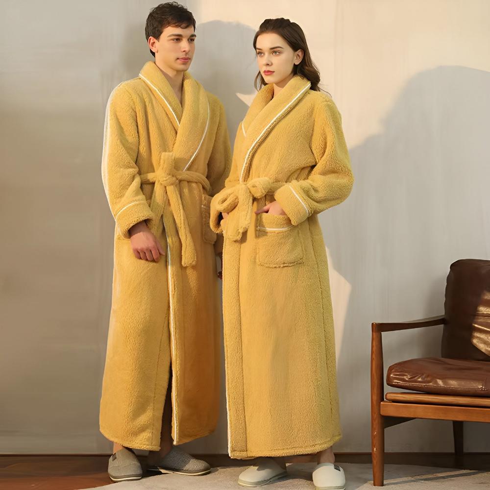 Sherpa Comfort Bathrobe – Unisex Coral Fleece Robe with Shawl Collar and Pockets