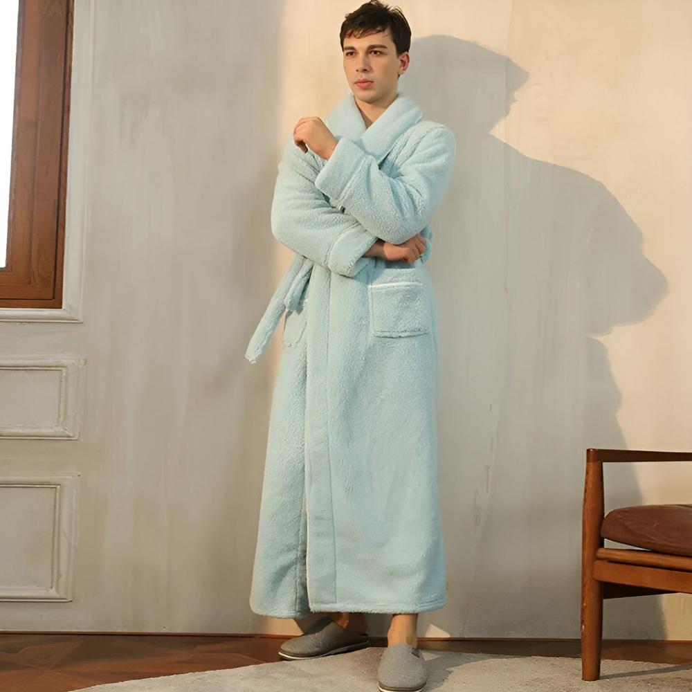 Sherpa Comfort Bathrobe – Unisex Coral Fleece Robe with Shawl Collar and Pockets