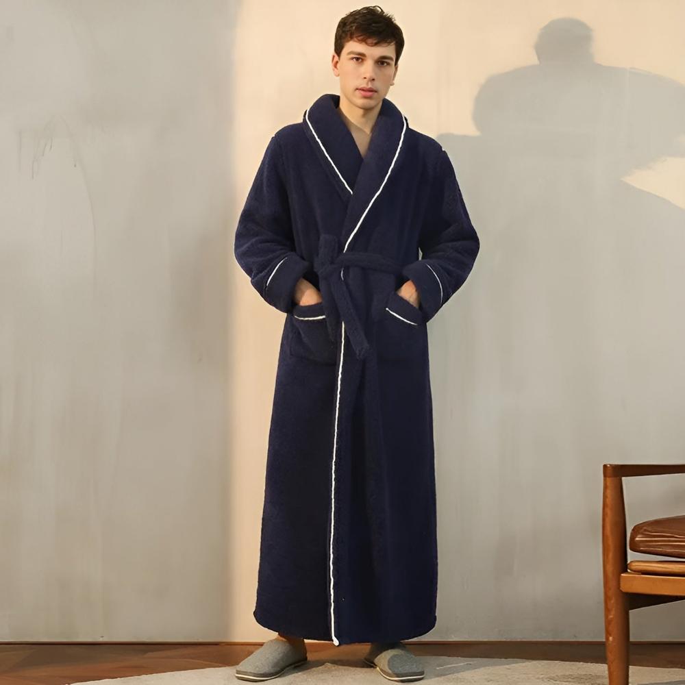Sherpa Comfort Bathrobe – Unisex Coral Fleece Robe with Shawl Collar and Pockets