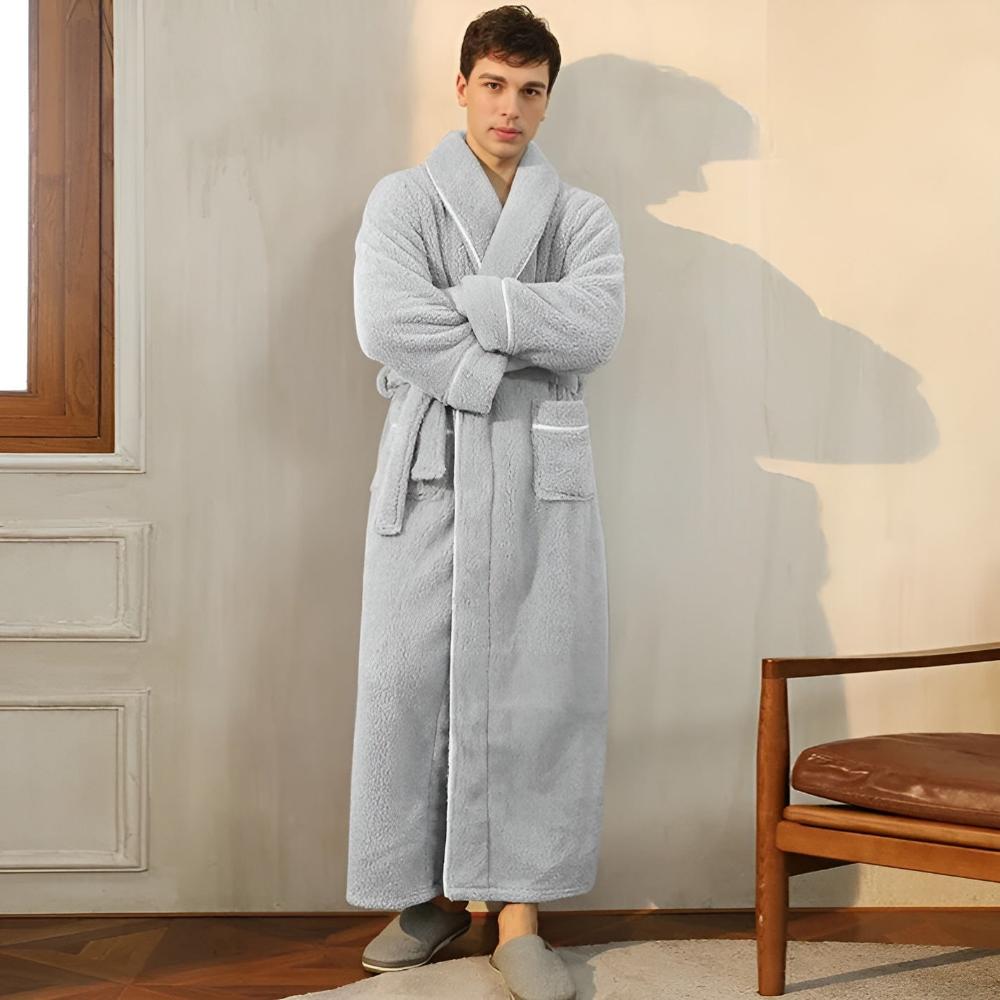 Sherpa Comfort Bathrobe – Unisex Coral Fleece Robe with Shawl Collar and Pockets