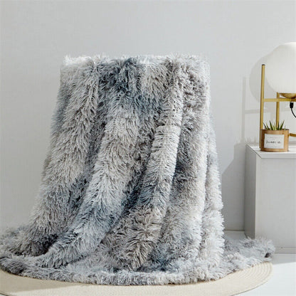 Faux Fur Throw Blanket – Soft Reversible Blanket for Home & Travel Use