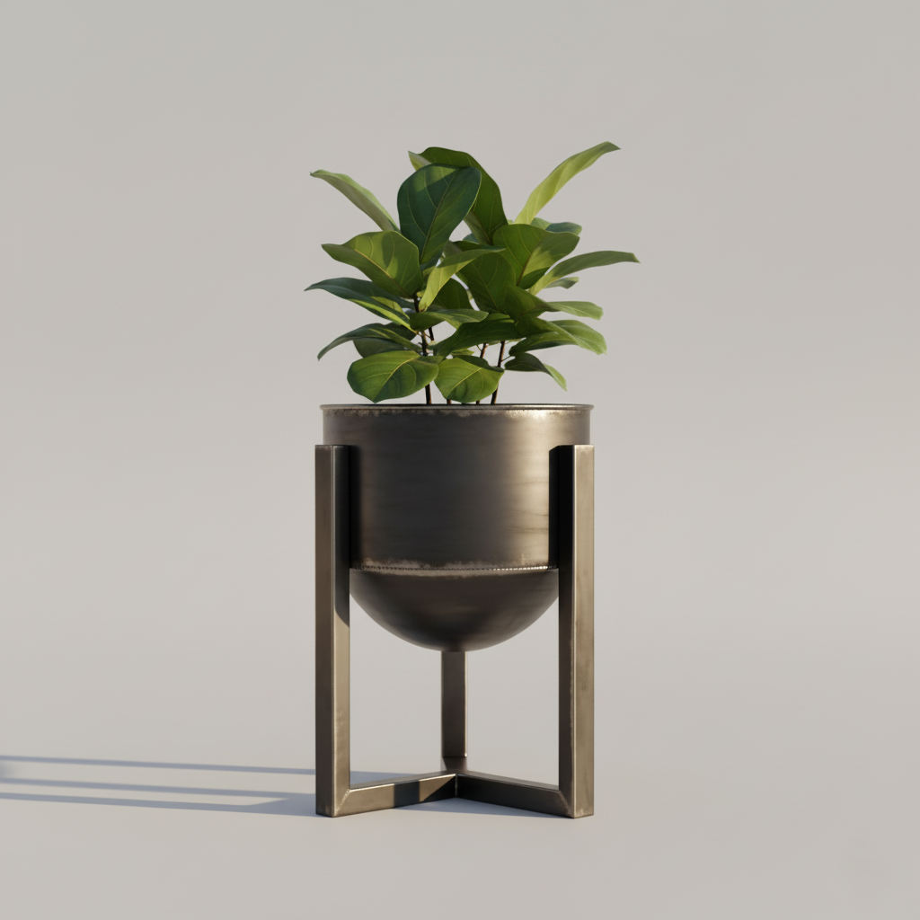 Metal Plant Pot with Modern Industrial Design