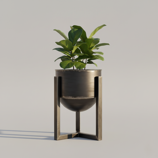 Metal Plant Pot with Modern Industrial Design