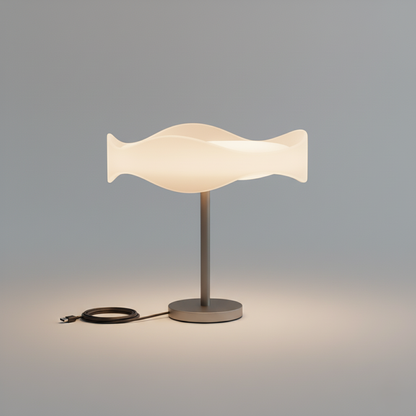 Table Lamp with Wave-Shaped Shade USB Powered