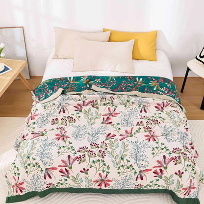 Organic Cotton Gauze Blanket – 4-Layer Lightweight Throw for Indoor & Outdoor Use