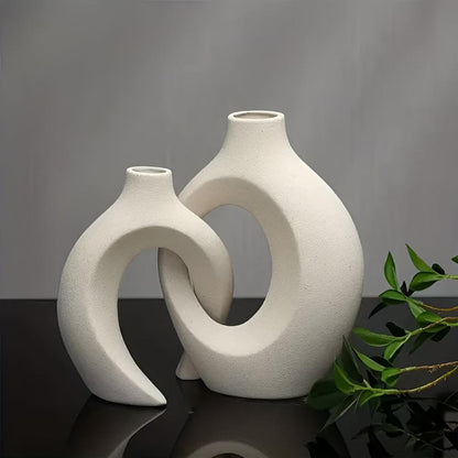 Unity Vase Duo – Modern Interlocking Ceramic Vases, Neutral Scandinavian Design