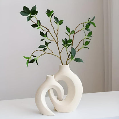 Unity Vase Duo – Modern Interlocking Ceramic Vases, Neutral Scandinavian Design