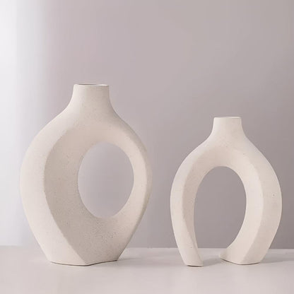 Unity Vase Duo – Modern Interlocking Ceramic Vases, Neutral Scandinavian Design