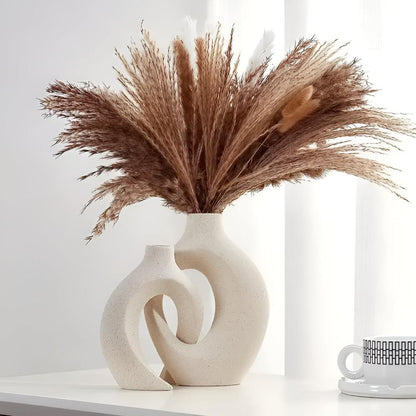 Unity Vase Duo – Modern Interlocking Ceramic Vases, Neutral Scandinavian Design