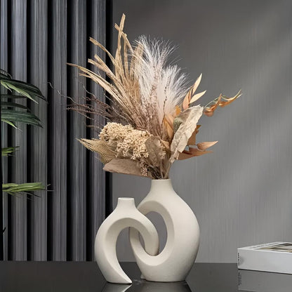 Unity Vase Duo – Modern Interlocking Ceramic Vases, Neutral Scandinavian Design