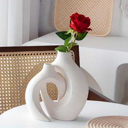 Unity Vase Duo – Modern Interlocking Ceramic Vases, Neutral Scandinavian Design
