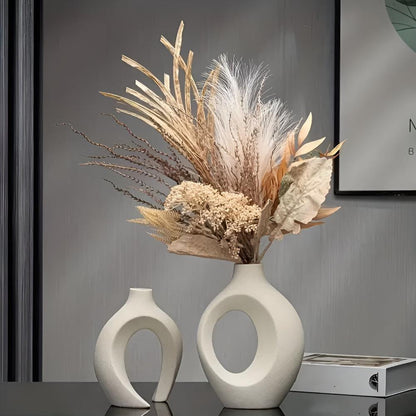 Unity Vase Duo – Modern Interlocking Ceramic Vases, Neutral Scandinavian Design