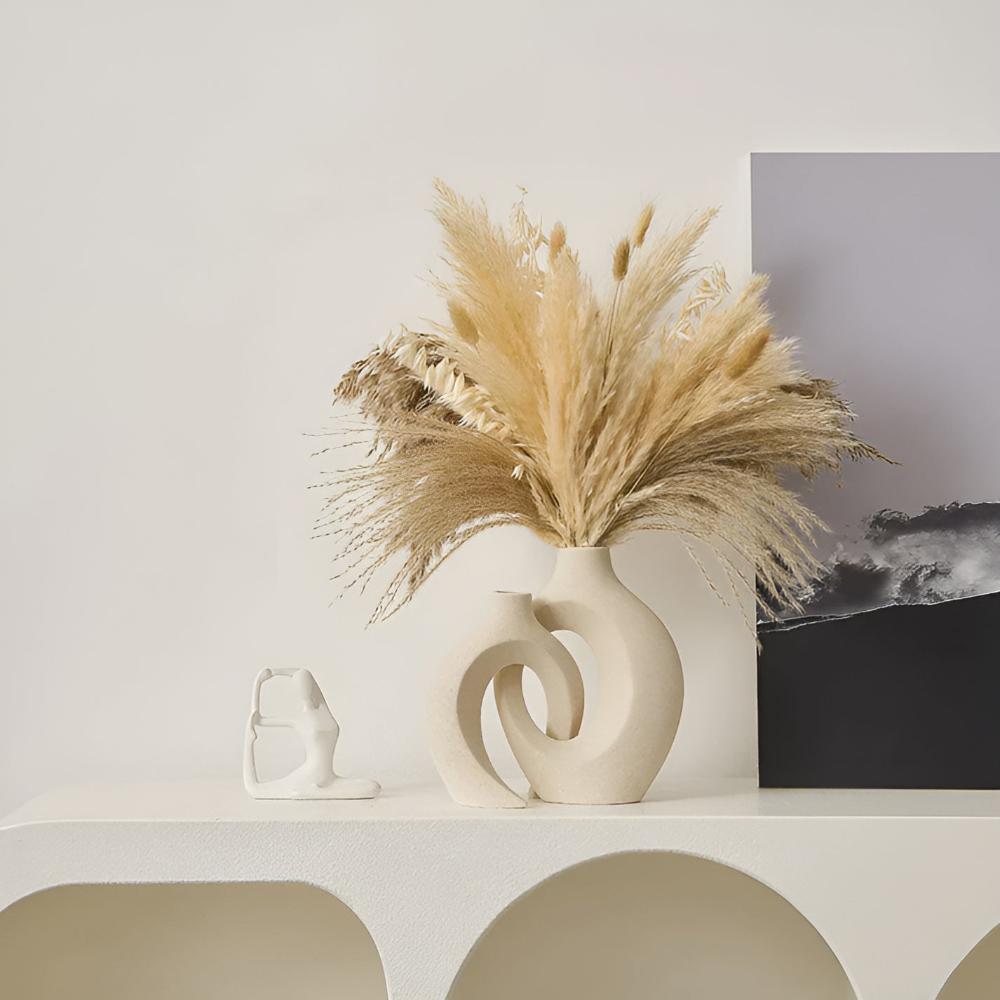Unity Vase Duo – Modern Interlocking Ceramic Vases, Neutral Scandinavian Design