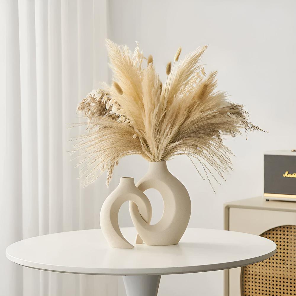 Unity Vase Duo – Modern Interlocking Ceramic Vases, Neutral Scandinavian Design