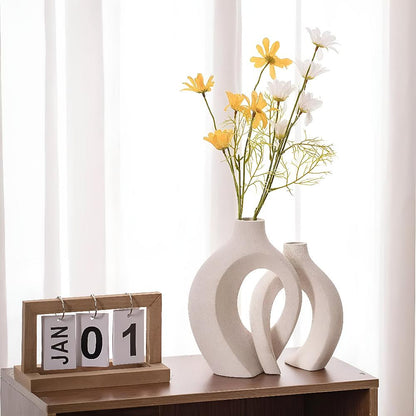 Unity Vase Duo – Modern Interlocking Ceramic Vases, Neutral Scandinavian Design