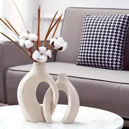 Unity Vase Duo – Modern Interlocking Ceramic Vases, Neutral Scandinavian Design