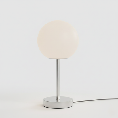 Table Lamp with Matte Glass Shade and Brushed Nickel Base, LED
