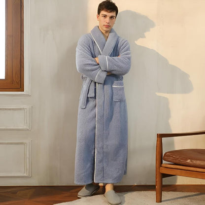 Sherpa Comfort Bathrobe – Unisex Coral Fleece Robe with Shawl Collar and Pockets