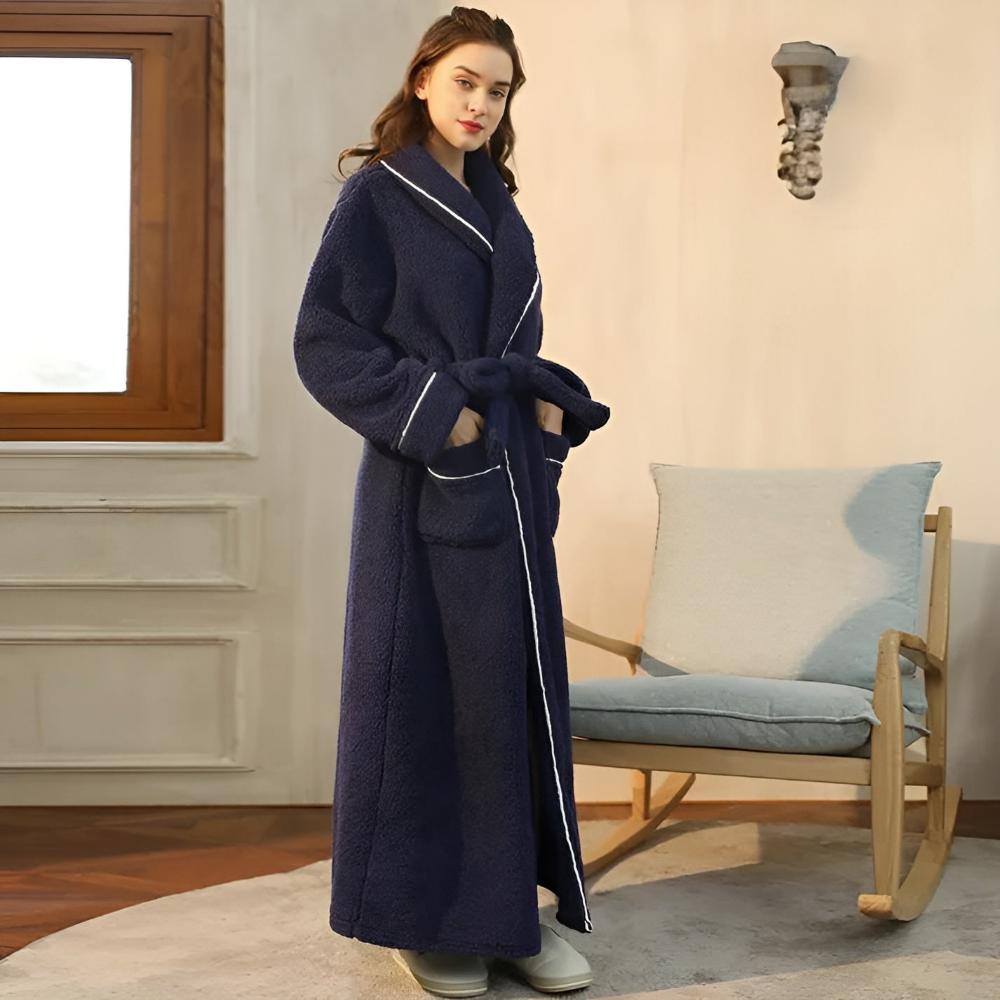 Sherpa Comfort Bathrobe – Unisex Coral Fleece Robe with Shawl Collar and Pockets