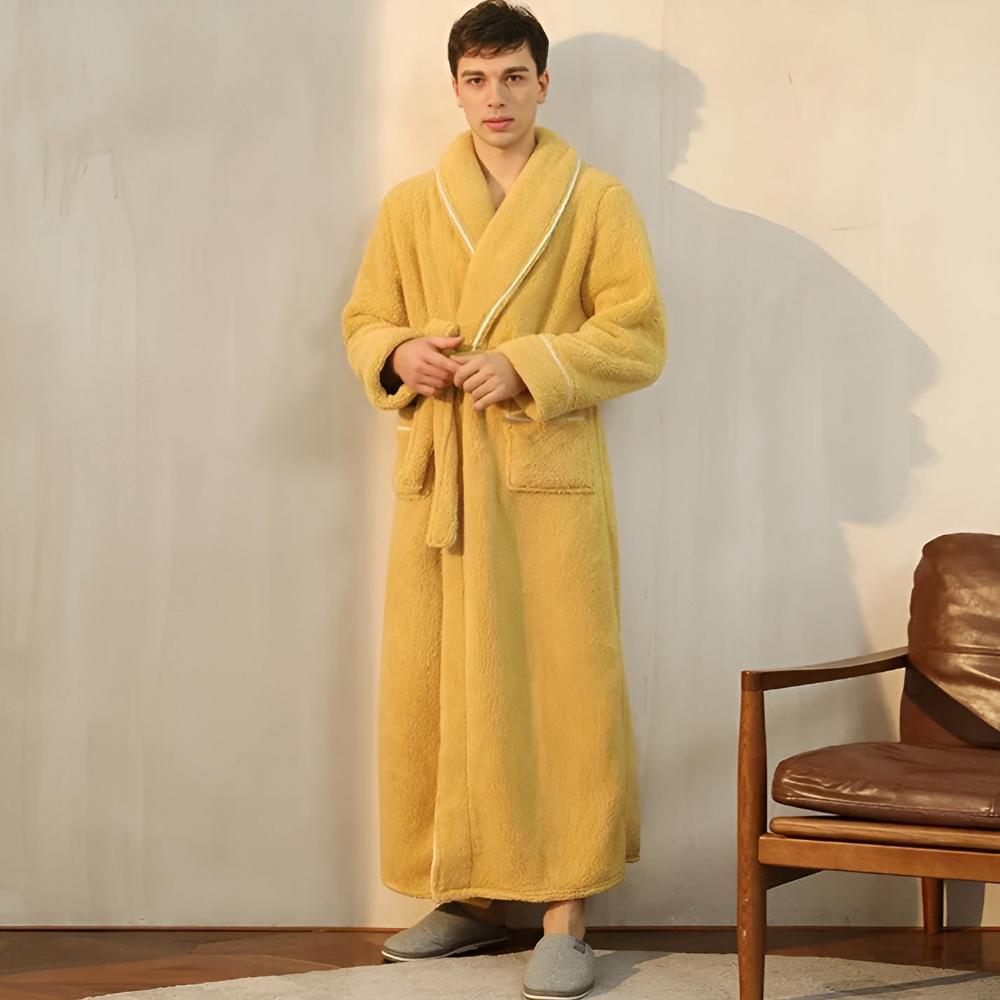 Sherpa Comfort Bathrobe – Unisex Coral Fleece Robe with Shawl Collar and Pockets